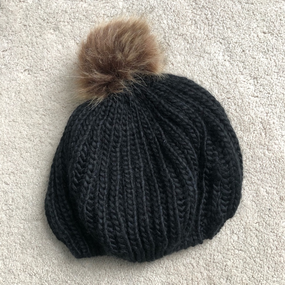 Black Pom Beanie